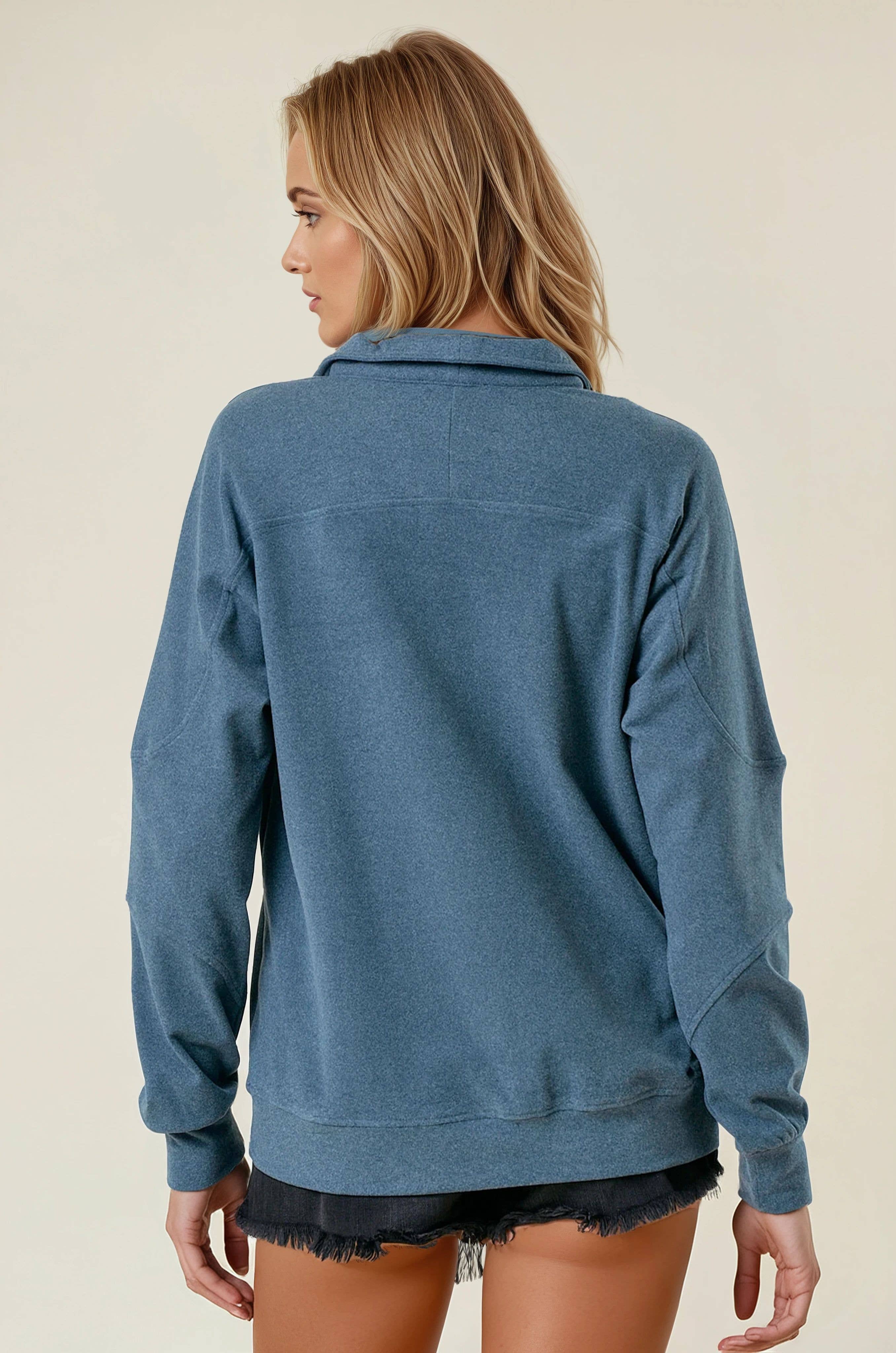 Doe and Rae – Sweatshirt - Mulher por atacado – Camisola Manteiga de Malha Escovada Suave com Gola Mock - 44637T8