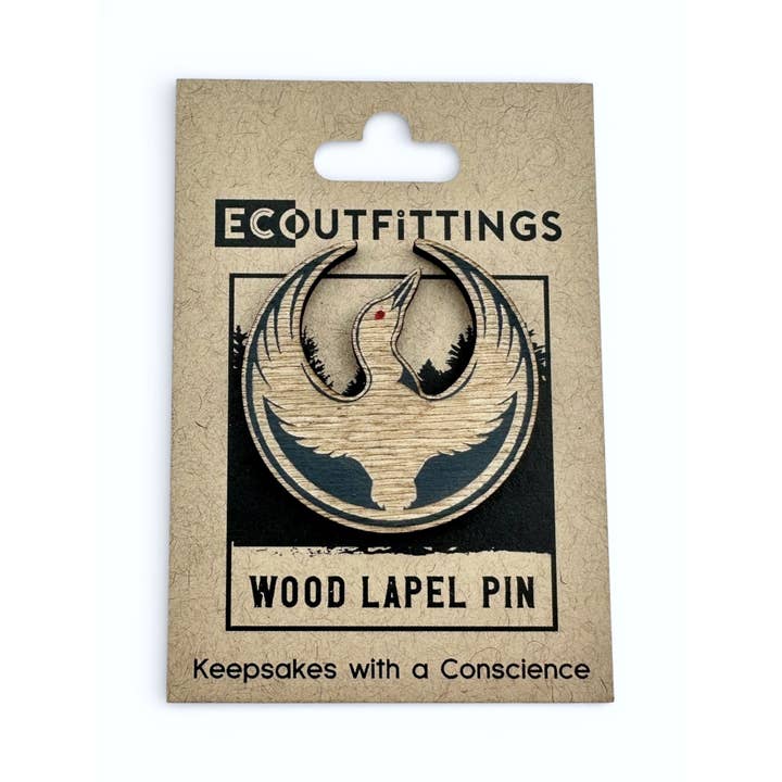 Minnesota Rebel Loon Alliance Wood Lapel Pin for wholesale by Eco Outfittings