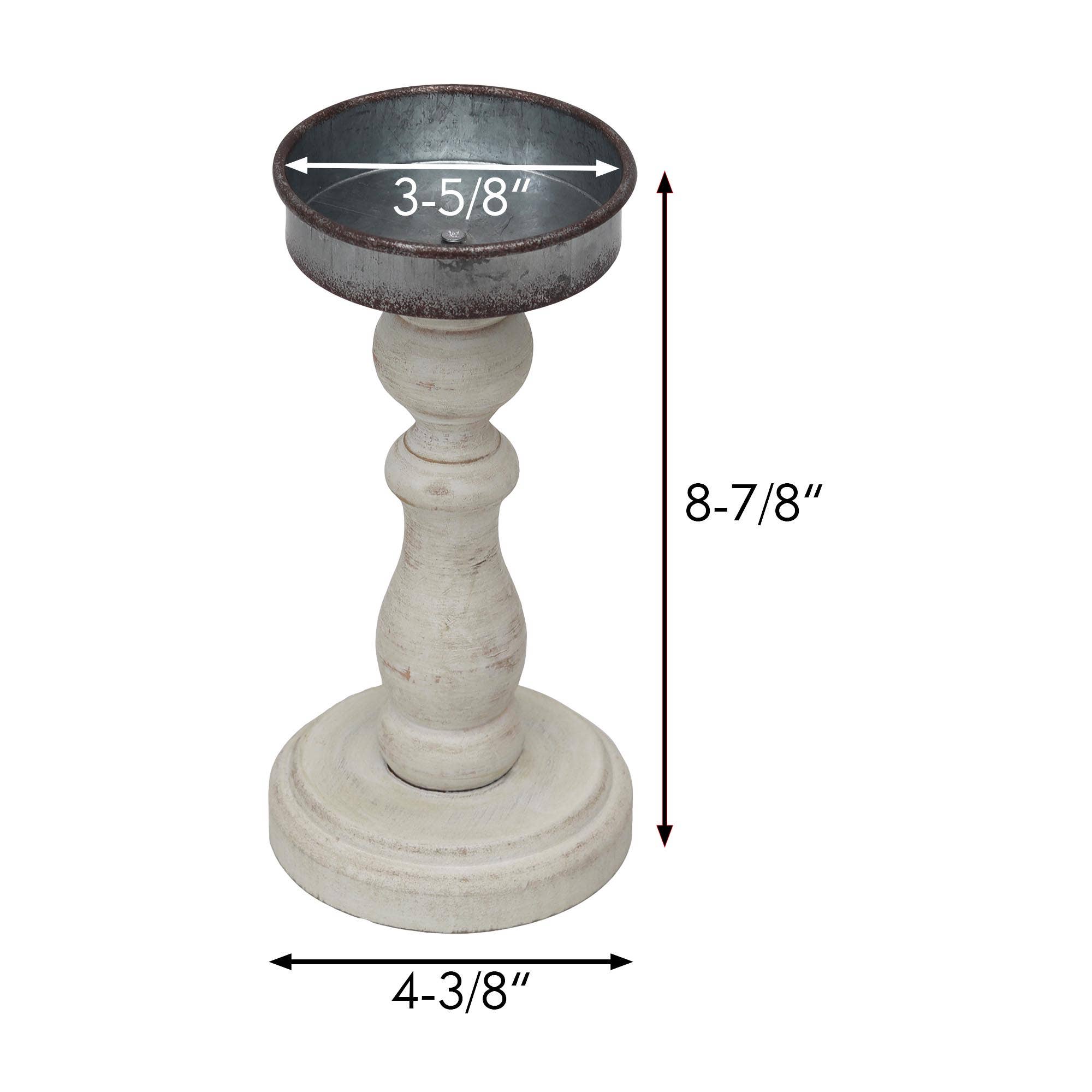 Paris Loft Inc - Wholesale Candle Holder - Hand Carved Wooden Pillar Candle Holder 8-7/8''H4