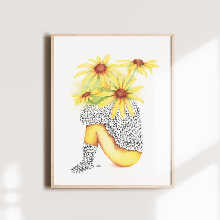 Stampa artistica, bouquet Rudbeckia per la vendita all'ingrosso da parte di Katrinn Pelletier Illustration + art