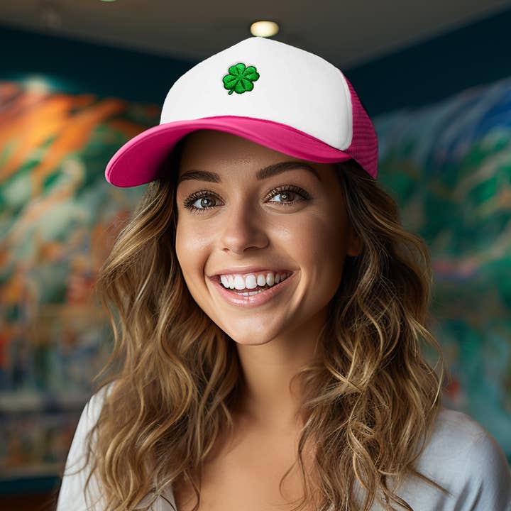 Dalix Embroidered Clover Trucker Cap Hat Men for wholesale by Dalix