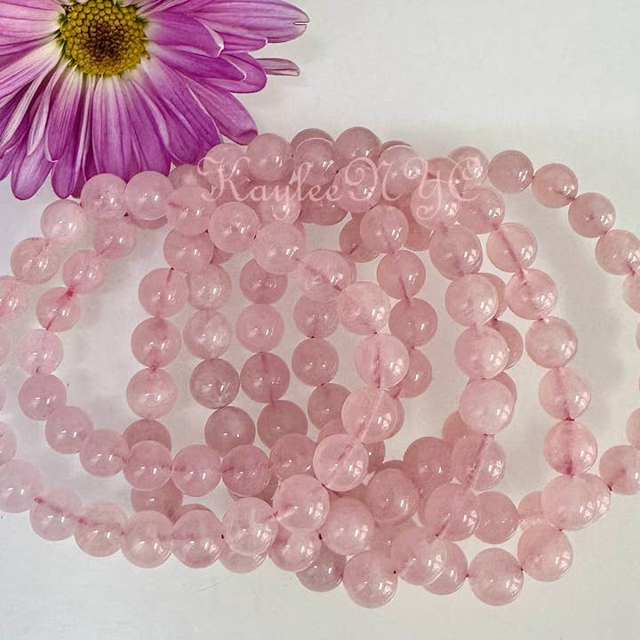 KayleeNYC - Wholesale Beaded Bracelet - Natural Rose Quartz 8mm 7.5” Crystals Healing Energy 12