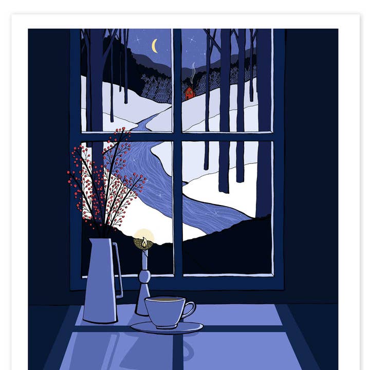 Bright Winter's Night through a Window Print for wholesale by Sloe Gin Fizz