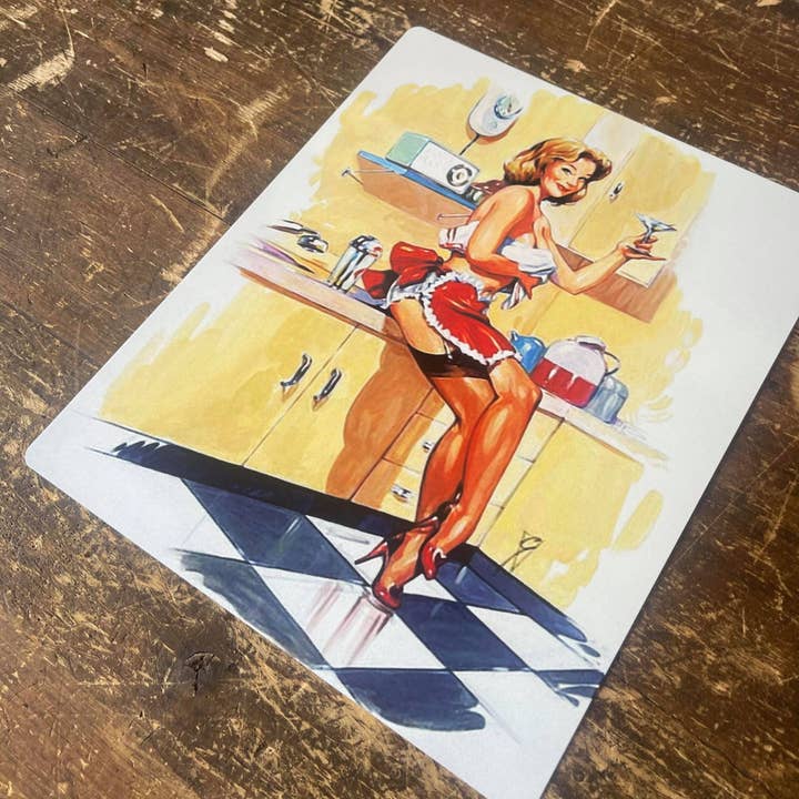 Pinup Girl Kitchen Cocktail - Metal Pin Up Girl Wall Sign for wholesale by The British Metal Signs Company