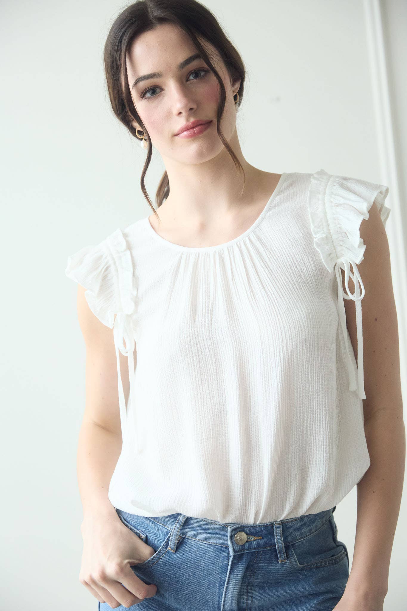 MINE - Wholesale Blouse - Women's - RUFFLE DETAIL DRAWSTRING DETAIL BLOUSE16