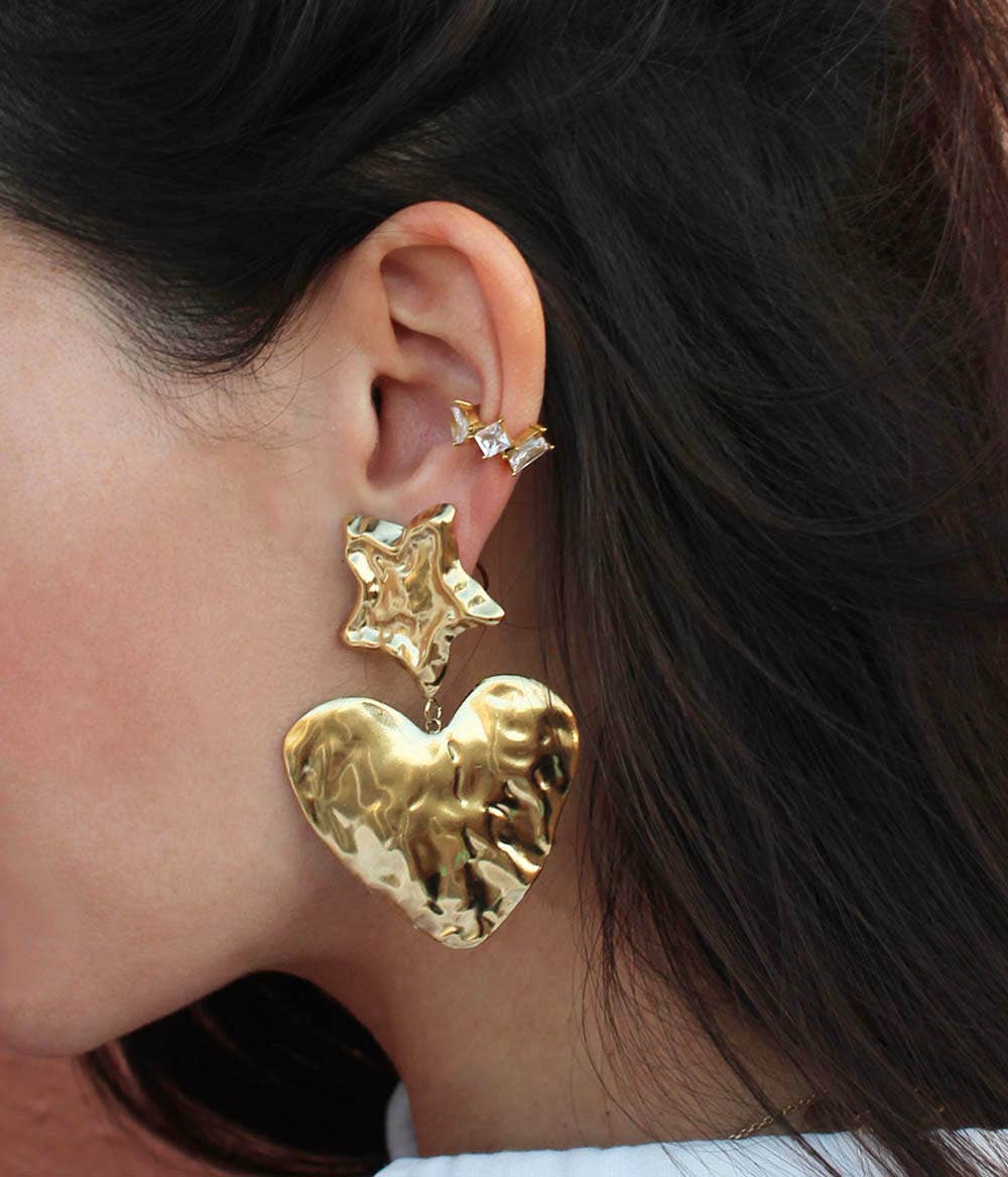 Caprice Paris - Wholesale Dangle Earrings - Narcissus Gold XL Heart Earrings | Handmade in Paris6