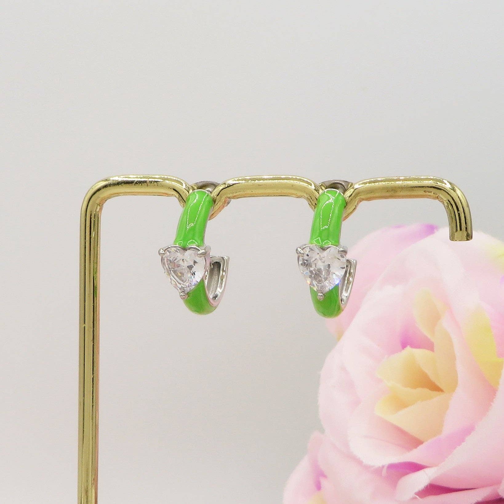 Daemon srls - Venta al por mayor Pendientes de aro pequeños - CHERIE FLUO mini - acero inoxidable - pendientes de aro esmaltados con circonitas cúbicas14