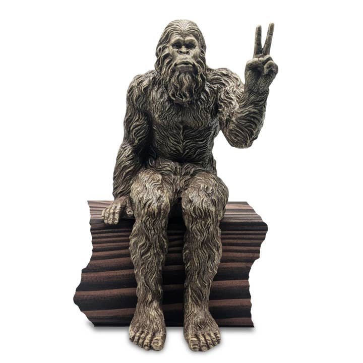 John Bernard & Company - Wholesale Decorative Figurine - Bigfoot Peace Sign Sasquatch Statue 10 inch H Shelf Sitter3