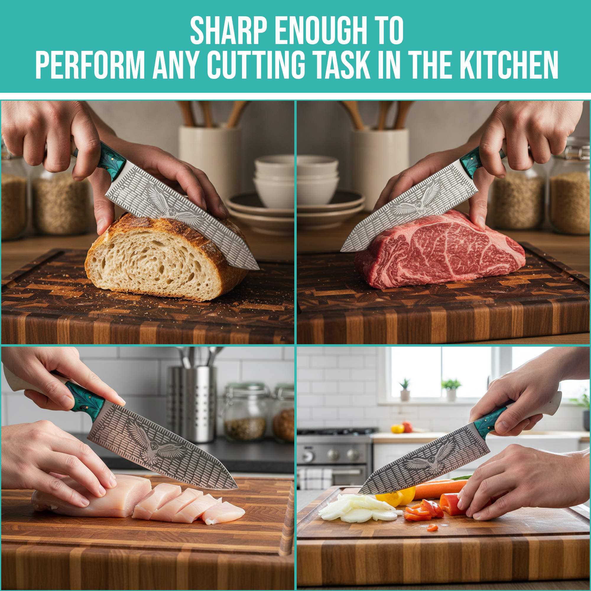 FH KNIVES - Wholesale Keukenmes - Roestvrijstalen keukenmes & leren schede, Chefmes7