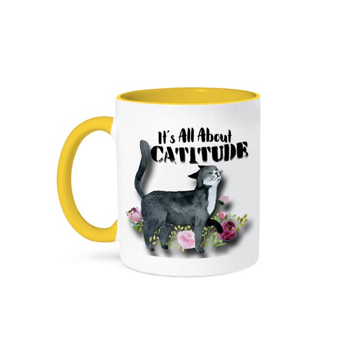 3dRose - Wholesale Coffee Mug - 3dRose, Strutting Cat with Catitude in flower rose garden, Mug
