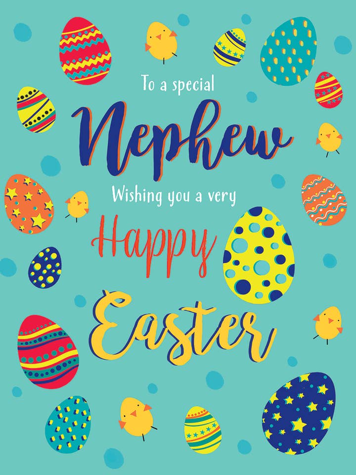 Easter Card, Nephew, Colouful eggs for wholesale by Piccadilly Greetings