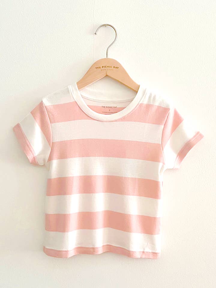 Super Soft Stripe T-Shirt Pink for wholesale by The Picnic Day