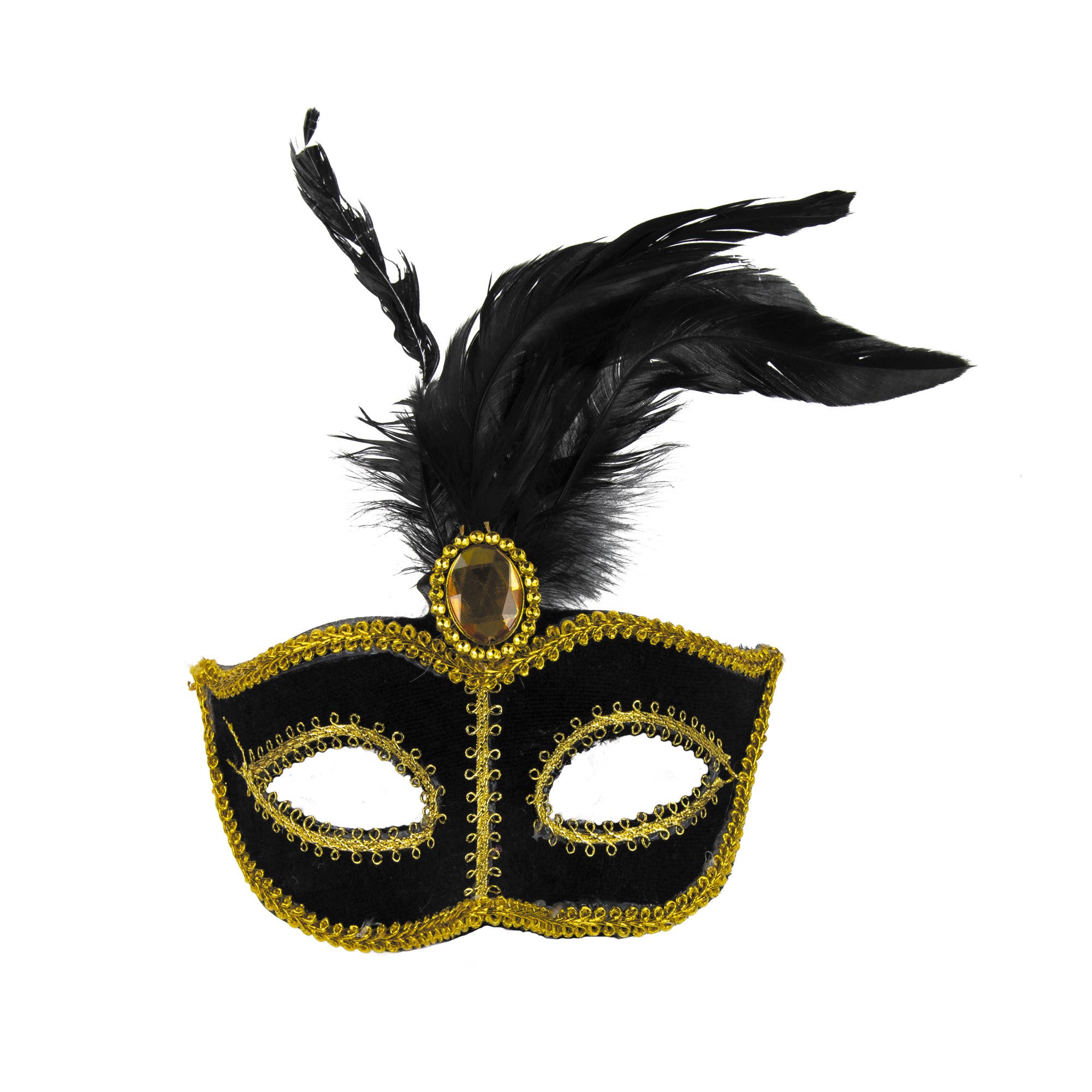 Party Pro – wholesale Costume – Unisex – BLACK MASK WITH FEATHERS1