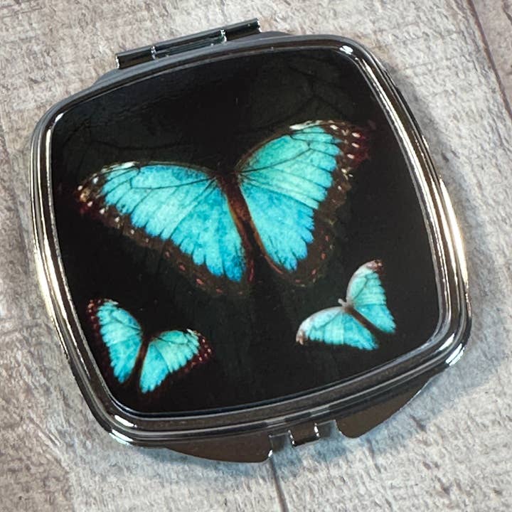 Blue Morph Butterfly compact mirror for wholesale by GP Originals
