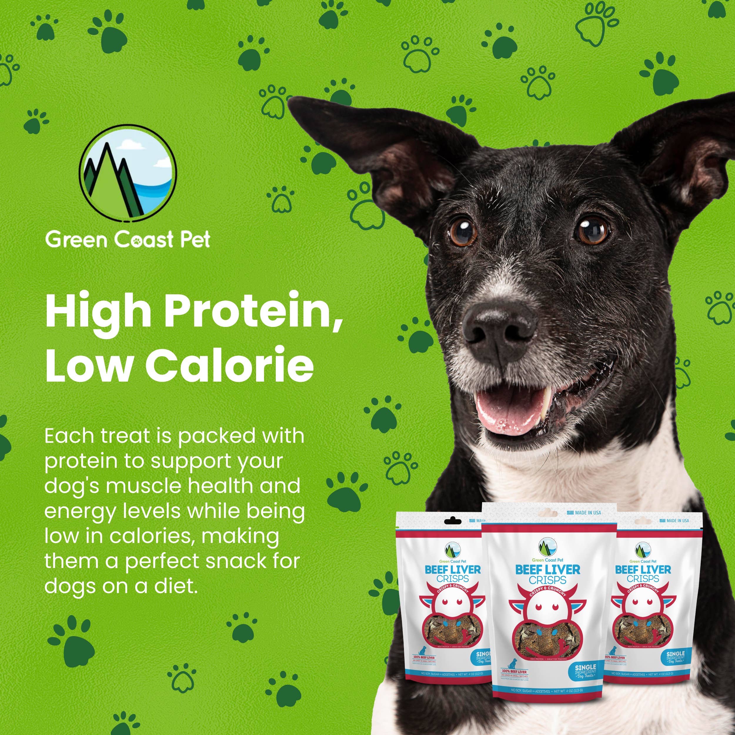 Green Coast Pet - Vente Friandises – chien - Crisps de foie de bœuf - Chiens, haute teneur en protéines, faible en calories, tout naturel6