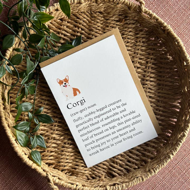 Corgi Definition Greeting Card for wholesale by Swale Studios