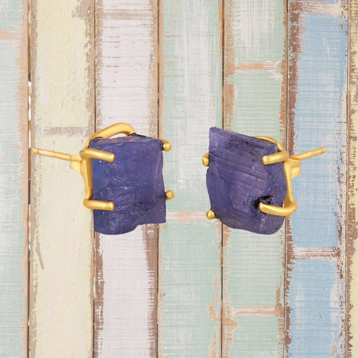 Pendientes de tanzanita cruda para venta al por mayor de BellaMira Home