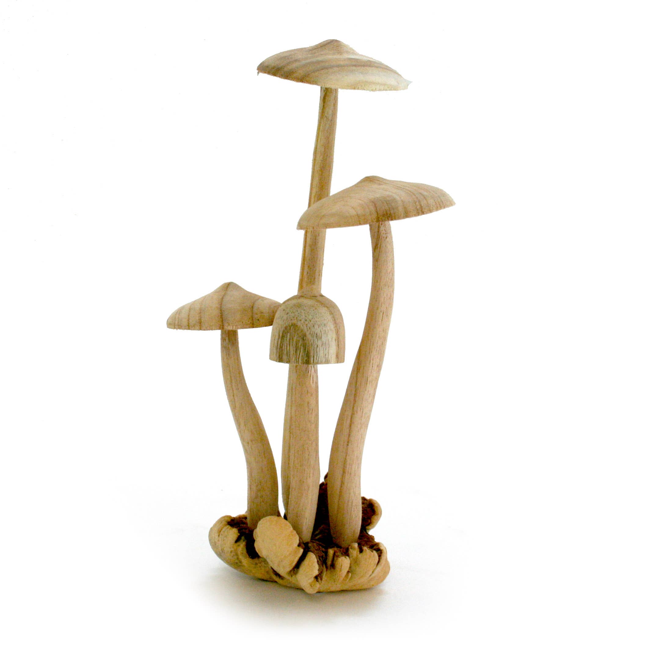 Modern Eastern by Contrast Inc. - Wholesale Decorative Tabletop Object - Four (4) Parasite Wood Flat Mushrooms 12"2