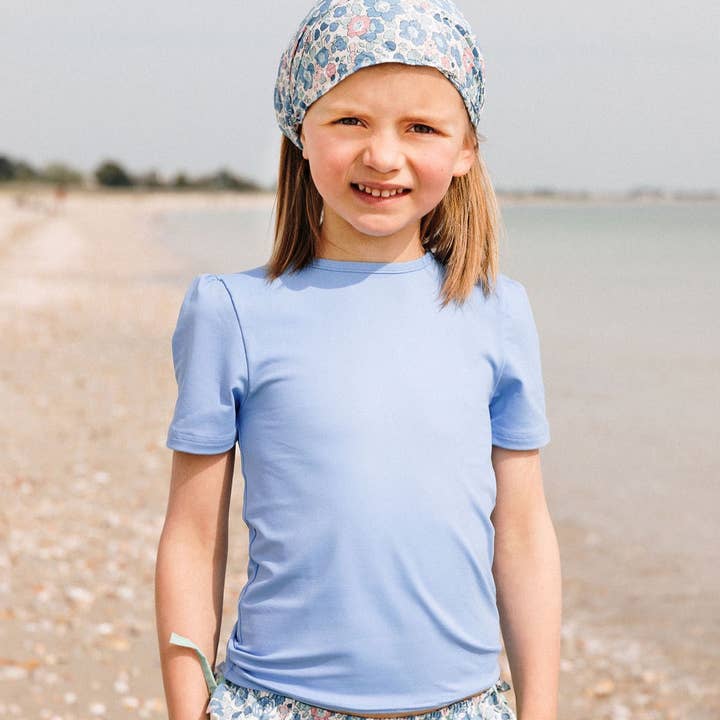 Col rond lavande manches courtes pour la vente par Happy Duck