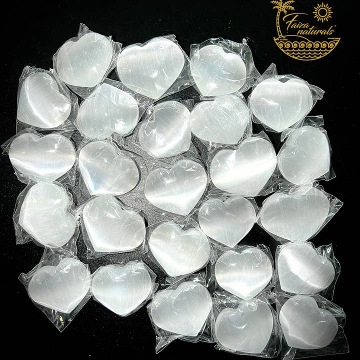 Faiza Naturals - Wholesale Spiritual Stone/Crystal - Selenite Crystal Hearts All Natural from Morocco (4-5 cm)2