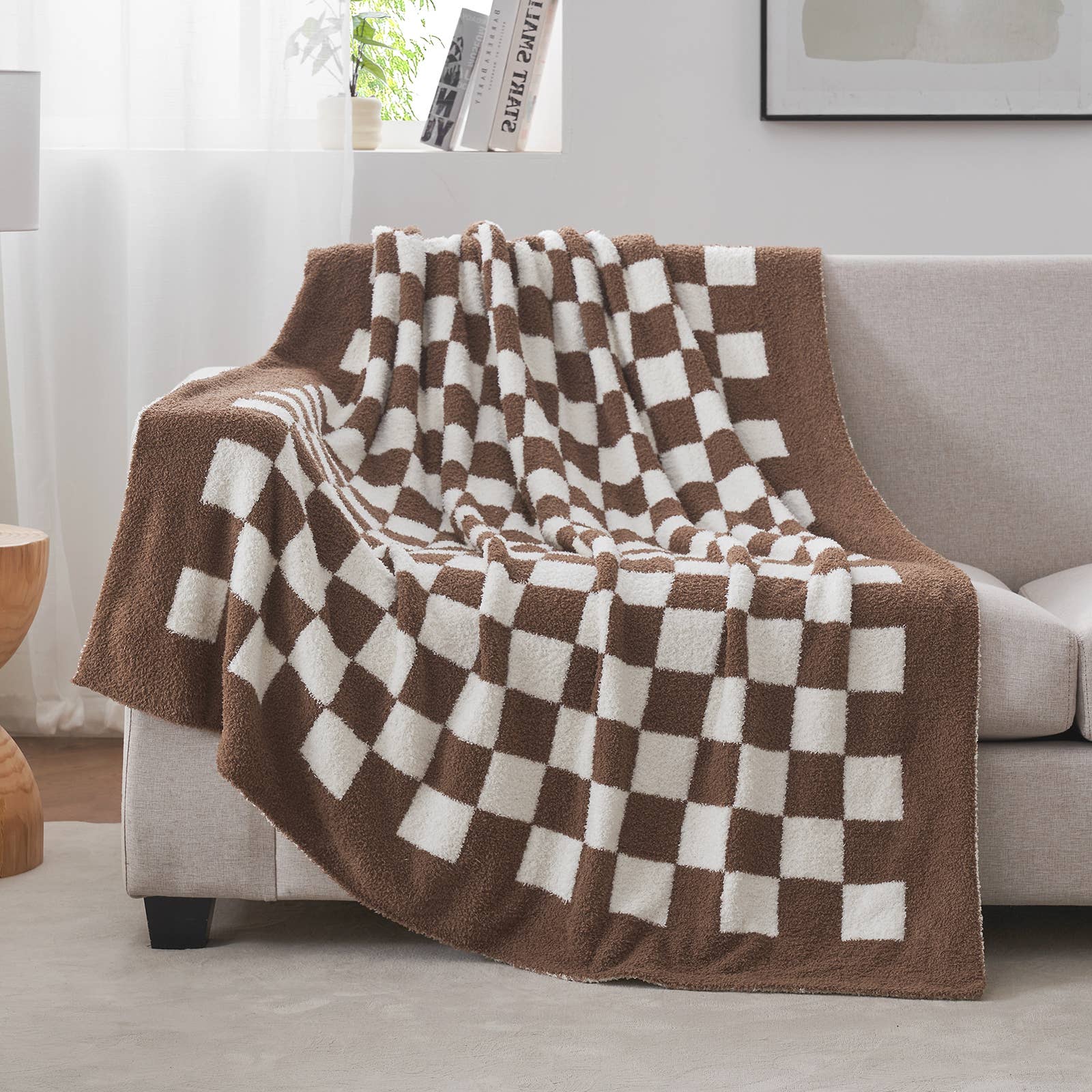 DreamValley - Wholesale Throw Blanket - SS Reversible Knitted Checkered Throw Blanket Throw, 60“x80"8