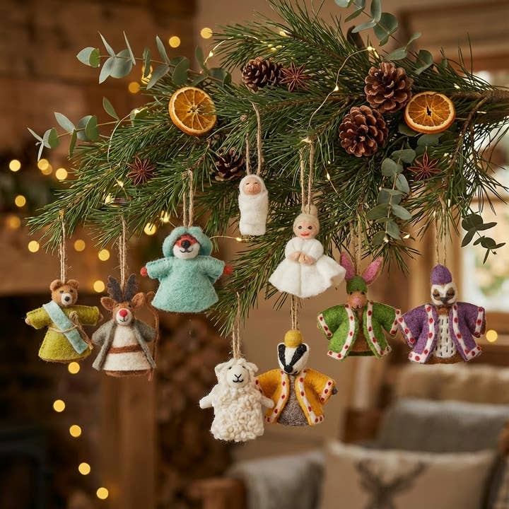 Handmade Felt Woodland Nativity (Set of 9) Decorations for wholesale by Felt So Good