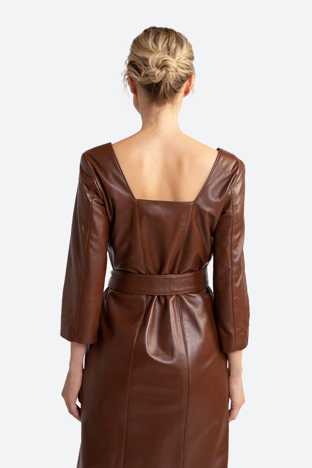 Gaucho Buenos Aires - Wholesale Dress - Women's - Mabel Belted Leather Midi Dress in Chocolate3