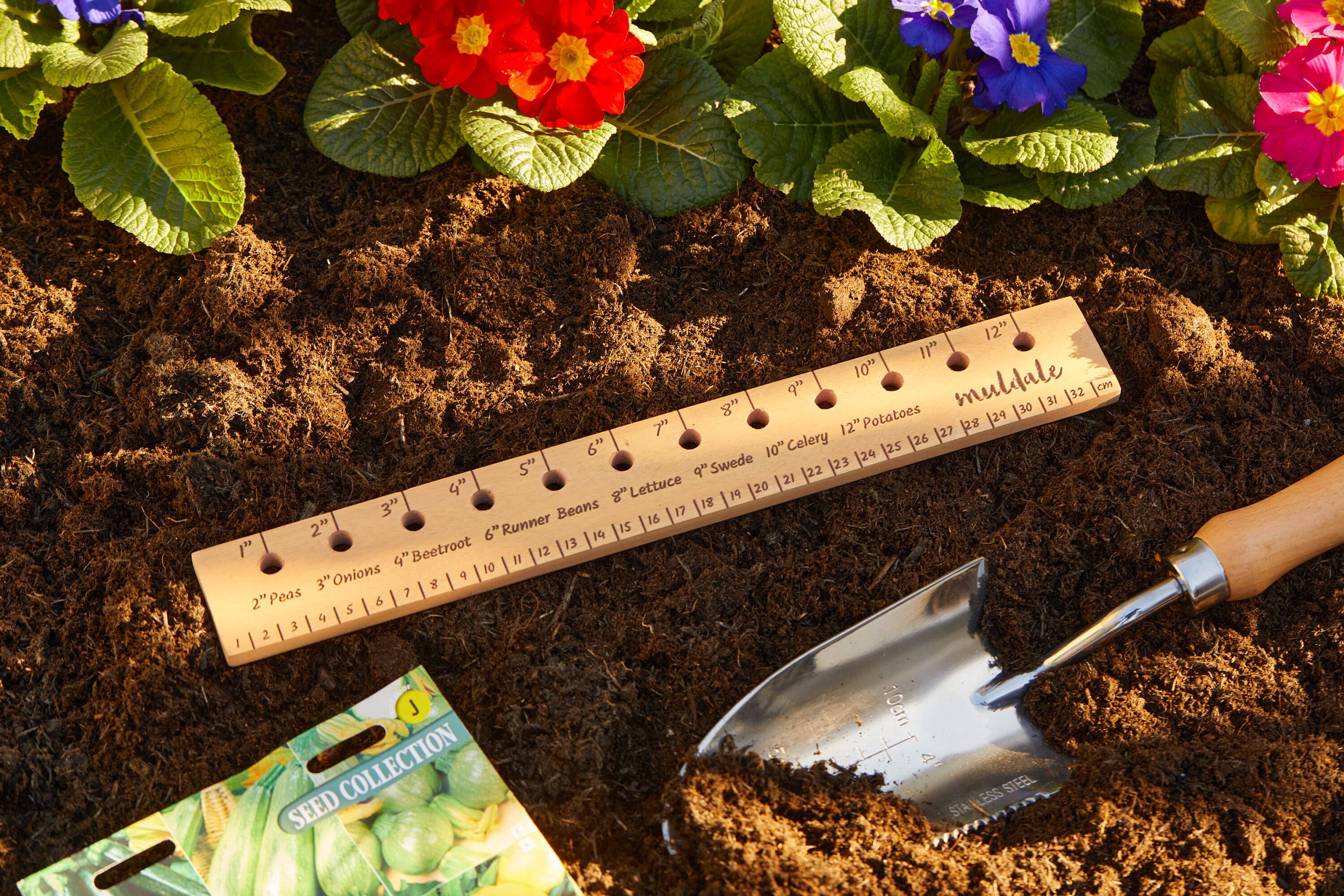 Muldale – wholesale Garden tool – Wooden Planting Ruler Seed Spacer Hand Garden Tool3
