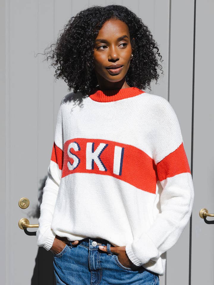 Sadie Crewneck Sweater - Ivory Ski for wholesale by Ellsworth+Ivey
