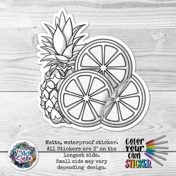 Fruity Fun: Color Your Own Stickers for wholesale by For Art Sake Stickers