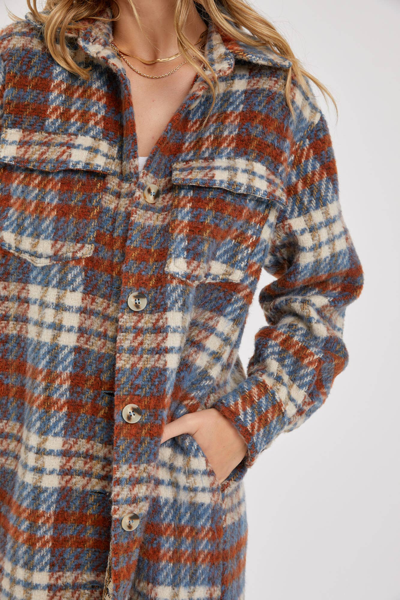 Sweet Lovely by Jen – Engroshandel Skjortejakke/shacket – til kvinder – SW1571 PLAID COAT/SHACKET15