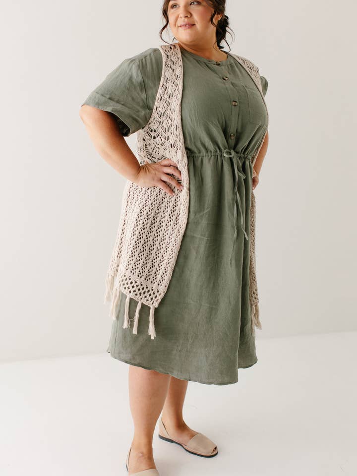 'Cameron' Cotton Crochet Knit Vest in Tan FINAL SALE for wholesale on Faire5