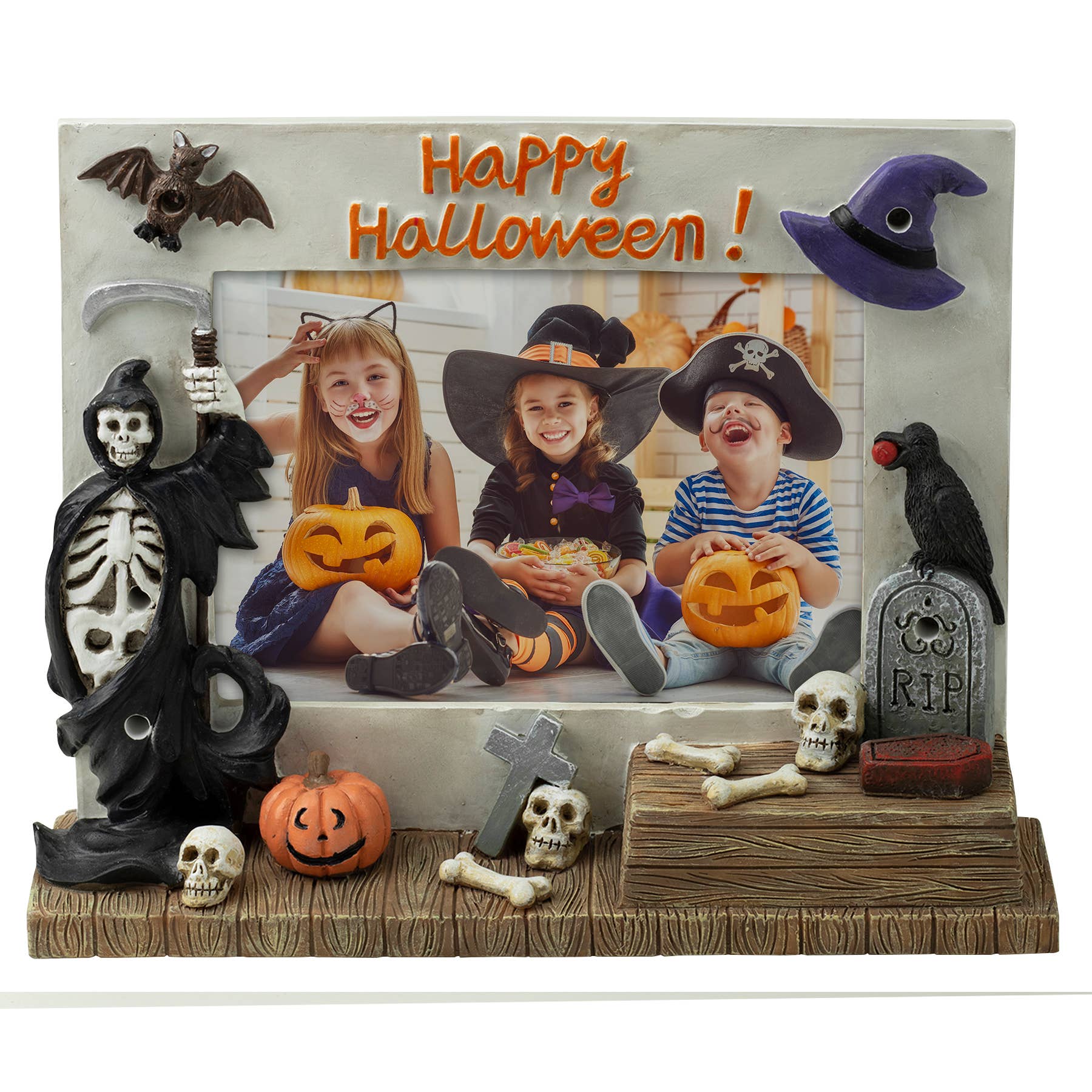 Neil Enterprises - Vendita all'ingrosso Cornice portafoto - Cornice portafoto Halloween Light Up 15,2 x 10,2 cm in resina0