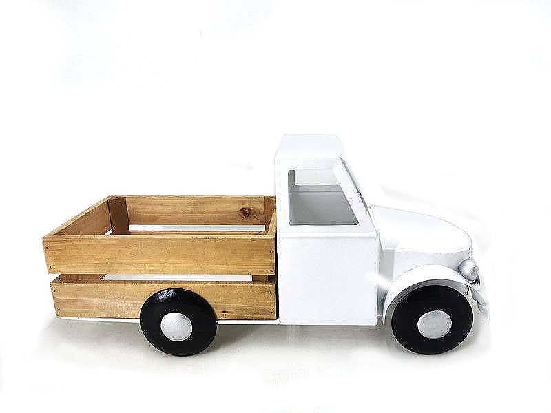 Bacon Basketware - Wholesale Decorative Tabletop Object - WHITE METAL AND WOOD TRUCK0