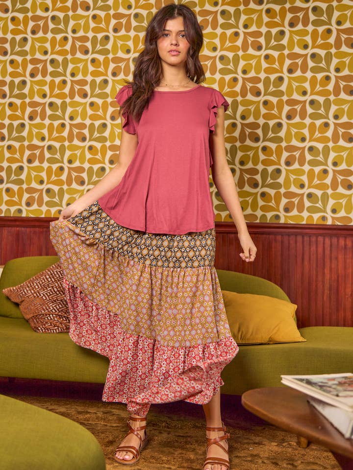 TOP CON MANICHE A VOLANT - KRT1037 per la vendita all'ingrosso da parte di JADE BY JANE