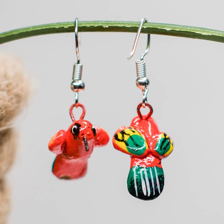 Red Hummingbird Ceramic Earrings for wholesale by Lucia's Imports