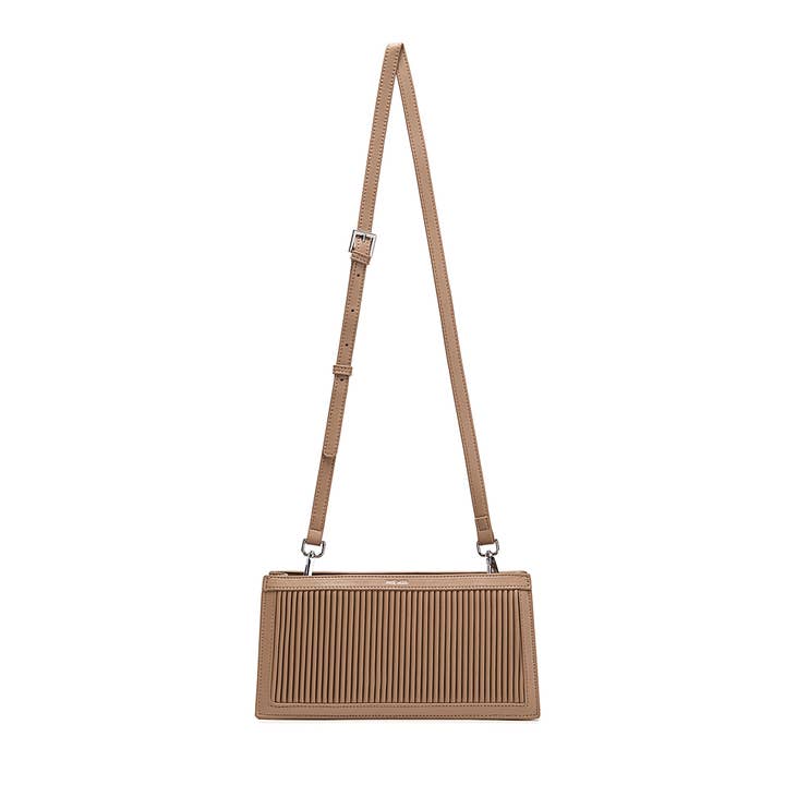 Abigail Clutch - Recycled Vegan Bag - Sand Pleated for wholesale on Faire