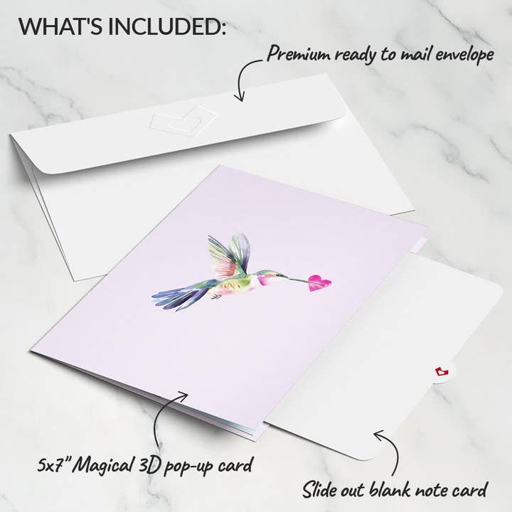 Lovepop Cards - Wholesale Love Card - Love in Bloom Hummingbird 5x7" Pop-Up Card