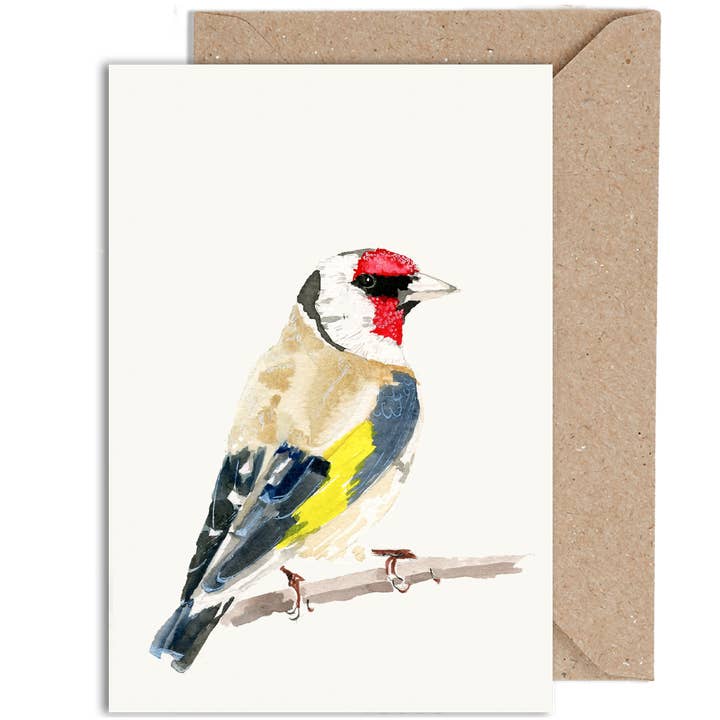 Goldfinch A6 Textured Everyday Greeting Card for wholesale by WeirdWatercolours