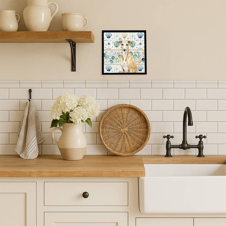 Fawn Whippet Coastal Sea Glass Metal Print WDK7254 for wholesale by Caroline's Treasures