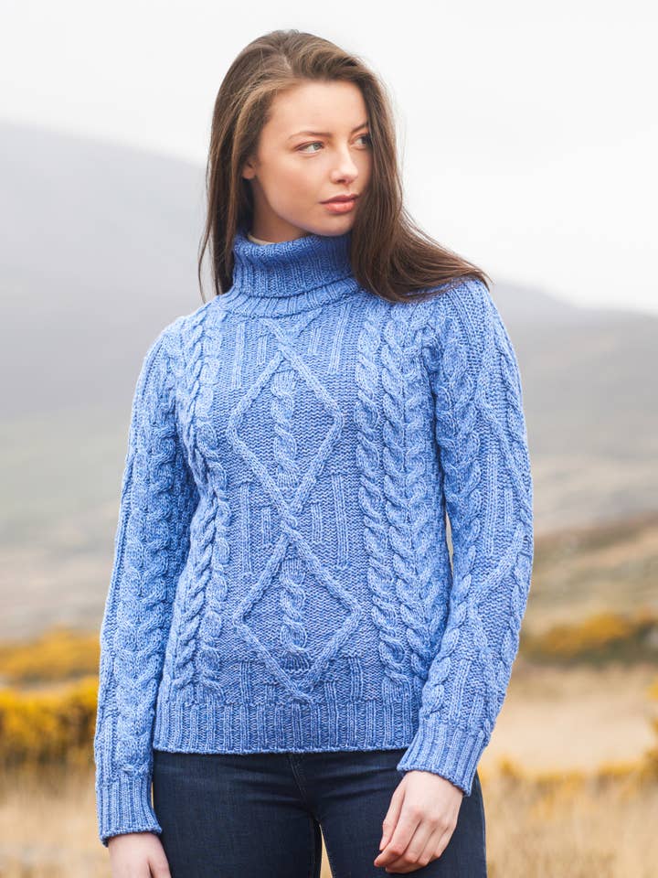Aran Crafts - Vendita all'ingrosso Maglione tricot - Donna - MAGLIONE A COLLO ALTO R2080