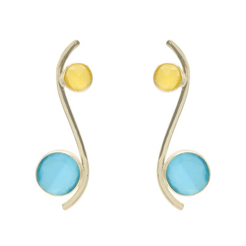 ACUS - Venta al por mayor Pendientes colgantes - Pendientes Isis Pulida Amarillo y Turquesa0