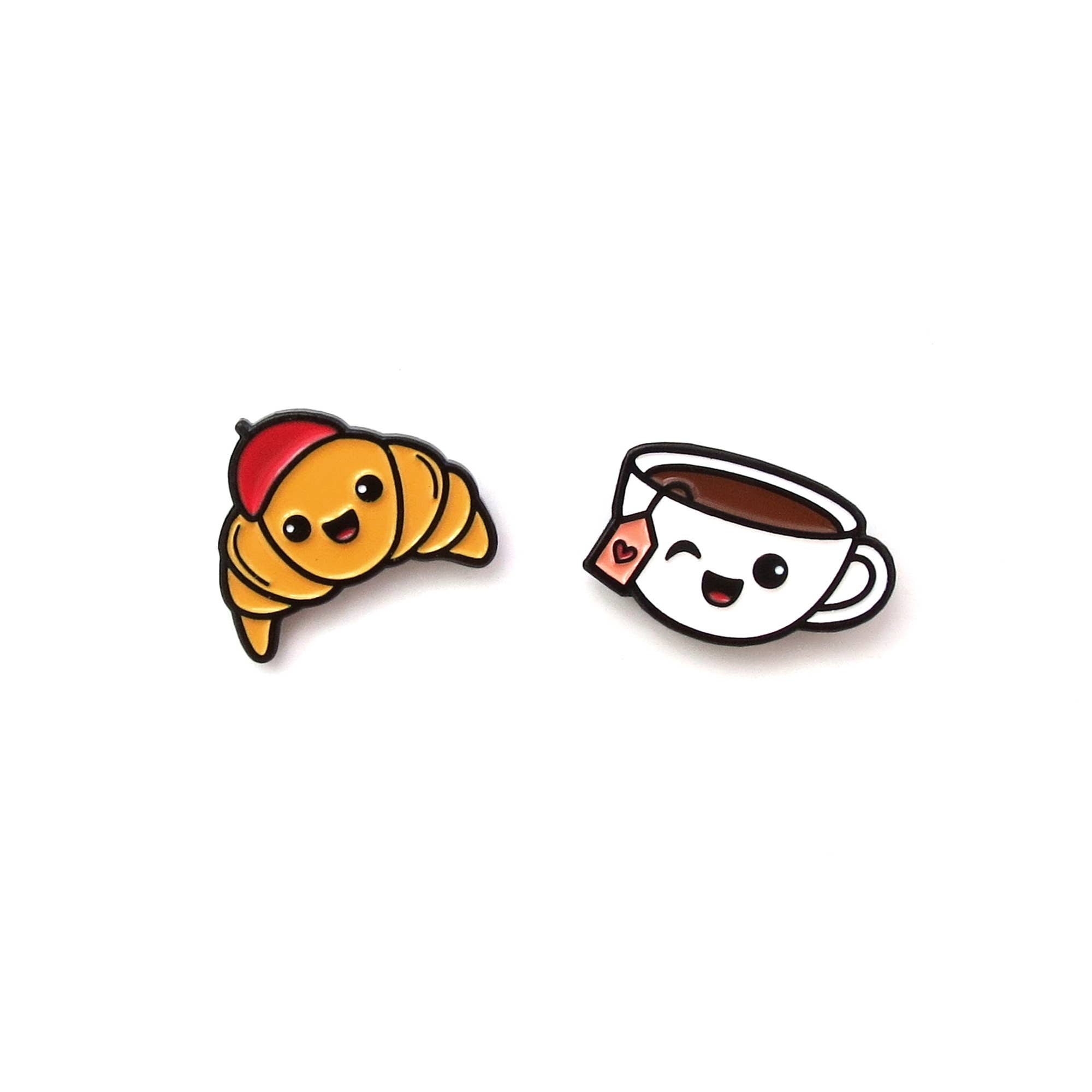 Pals & Co. - Wholesale Lapel Pin/Button - Croissant & Tea Enamel Pin Set3