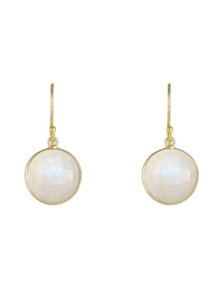 18K Moonstone Disc Earrings for wholesale by Stephen Oliver