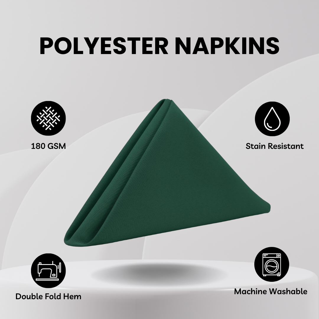 YOUR CHAIR COVERS - Wholesale Dinner & Cloth Napkin - 20 inch Polyester Cloth Napkins Hunter Green (Pack of 10)0