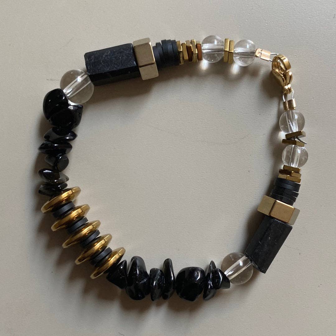 Gist Jewellery - Wholesale Beaded Bracelet - MRLB05 -  Hematite, Natural Shungit and Natural Obsidian Bracelet1