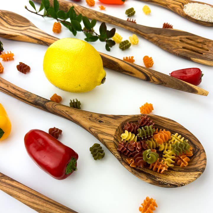 Natural OliveWood - Wholesale Kitchen Spoon - Long Olive Wood Slotted Spatula3