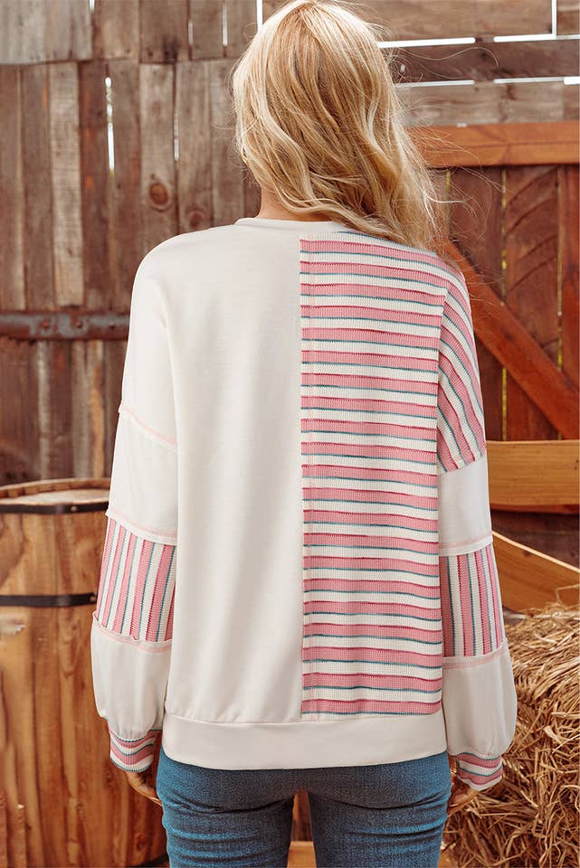 fashionworks - Vente Tunique – femme - Haut surdimensionné à blocs de couleur avec détail de point rayé3