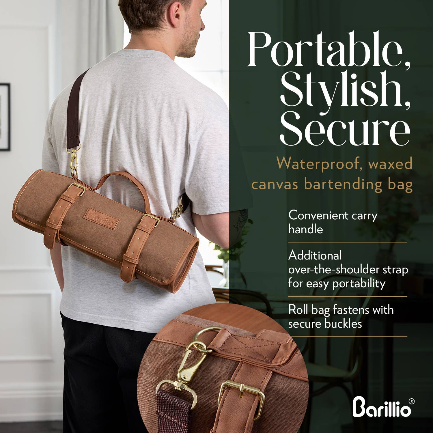 Barillio – wholesale Bar tool – Travel Bartender Kit With Canvas Bag3