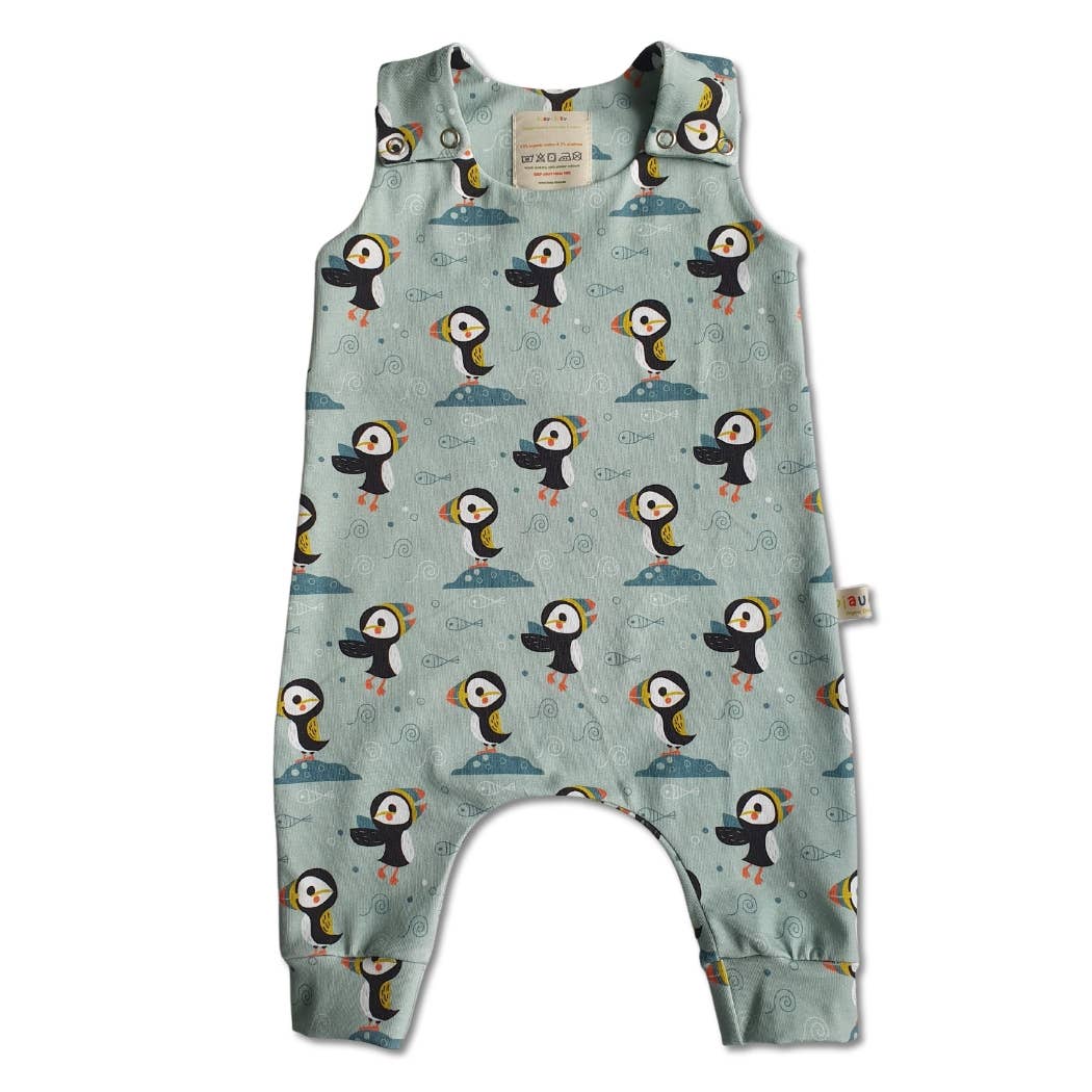 biau-biau Ireland – wholesale Byxdress - Baby – biau-biau Ireland Ekologisk babyromper i trikå med lunnefågelmotiv0